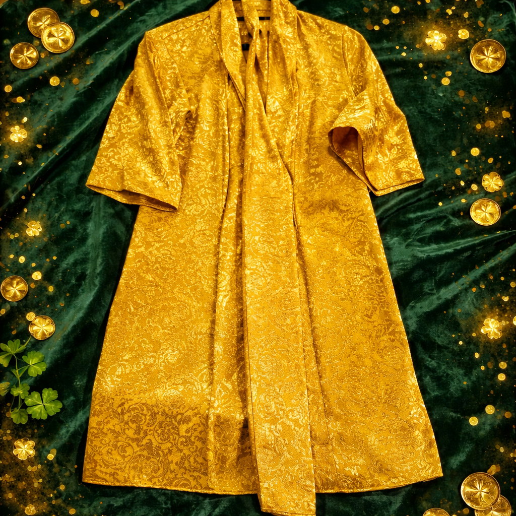 AO.LA by Alice + Olivia Kalena Open-Front Jacquard Brocade Kaftan Kimono Robe — Sunflower