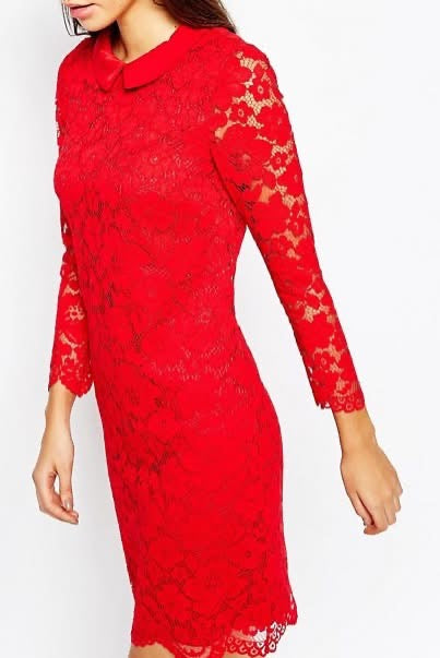 Ted Baker Red Lace Dress — Size 8